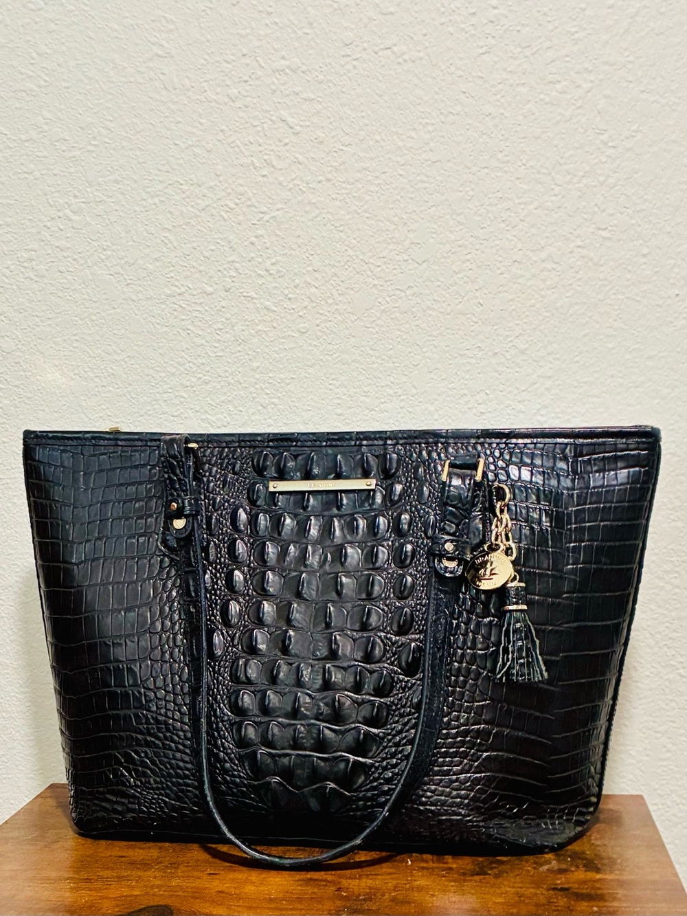 Brahmin Melbourne Collection Leather Crocodile-Embossed Medium Asher Tote Bag